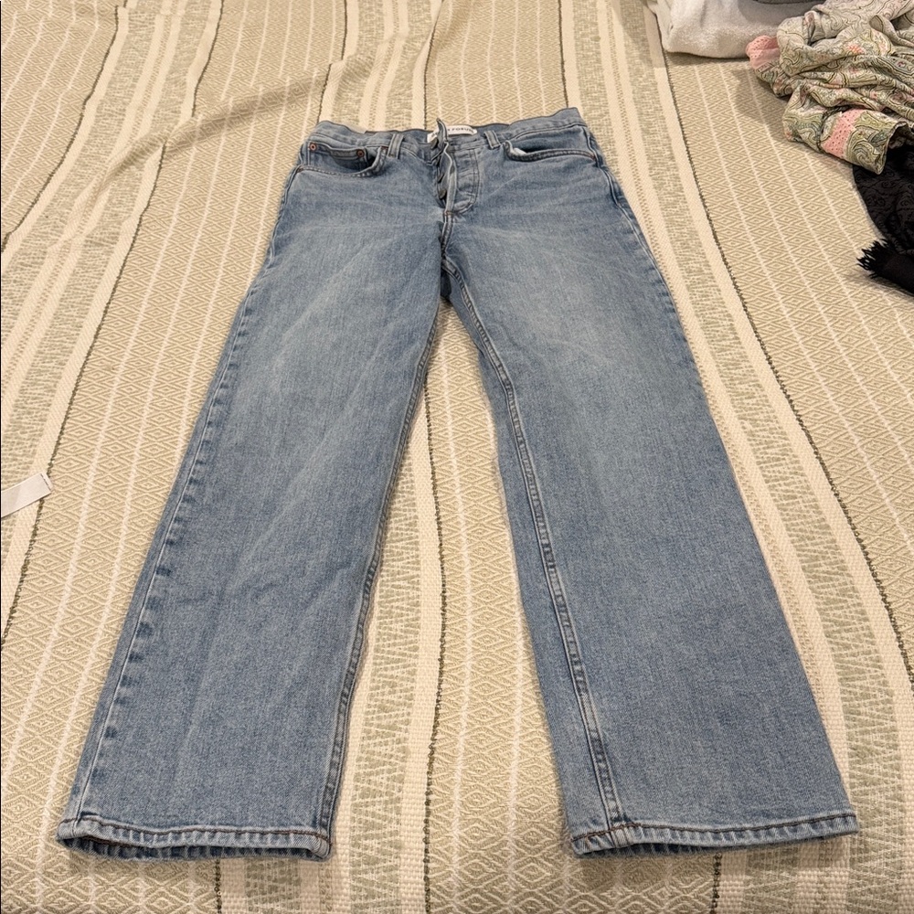Denim Forum Button-Fly Light Blue Jeans from Aritzia